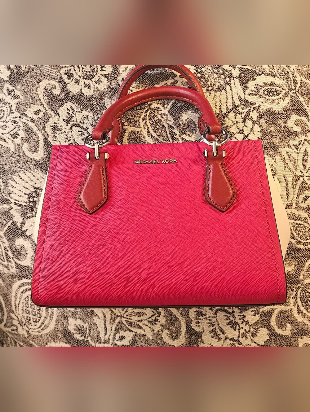 Michael Kors Hot Pink Leather Satchel with Top Handles